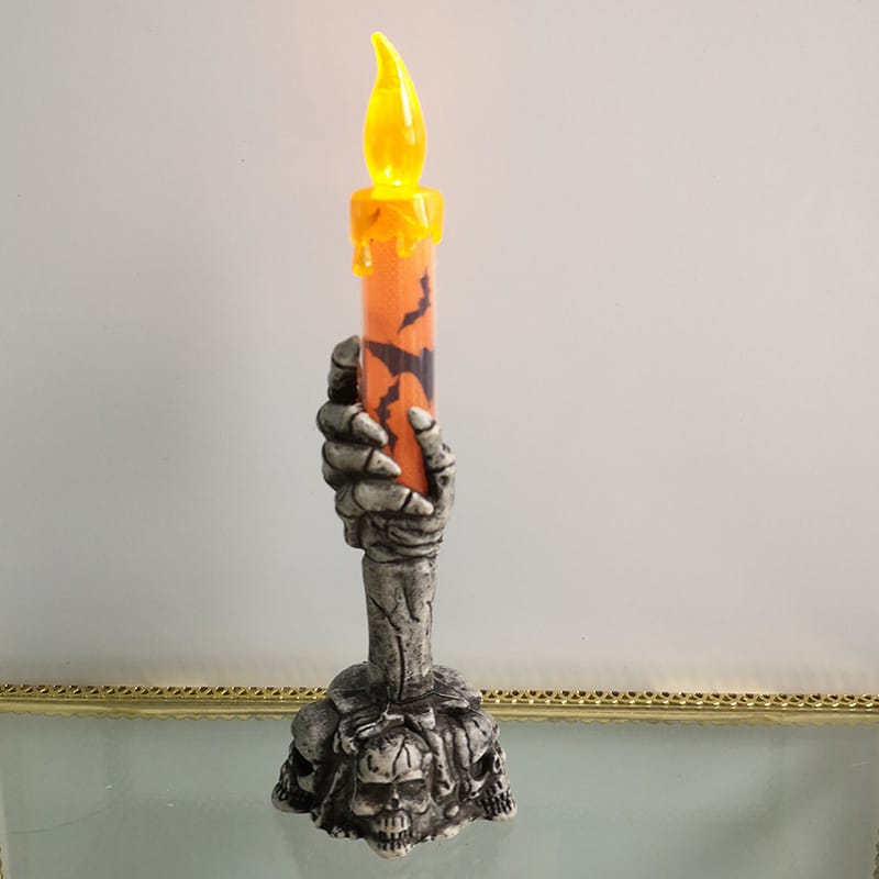 Halloween Skeleton Ghost Holding Candle Light