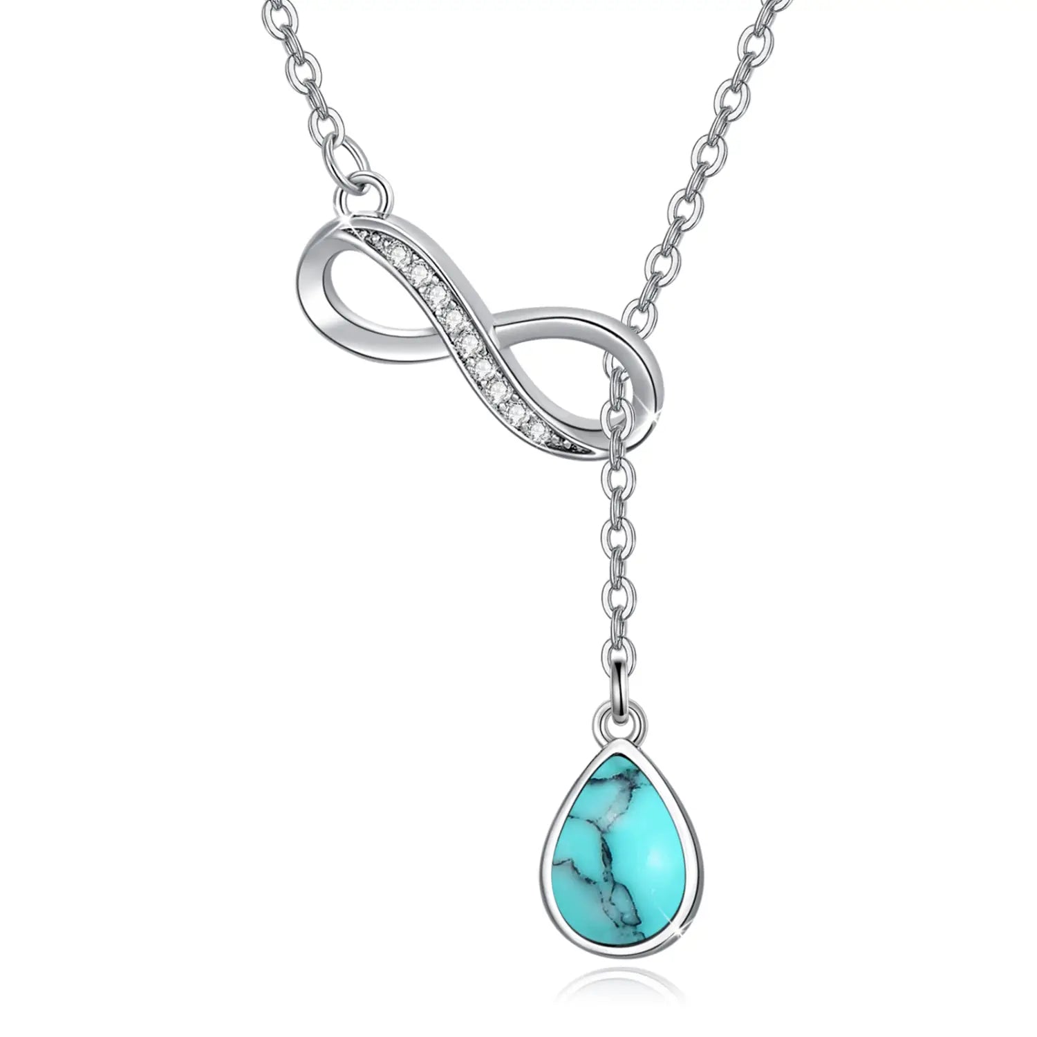 Infinity Turquoise Drop Necklace