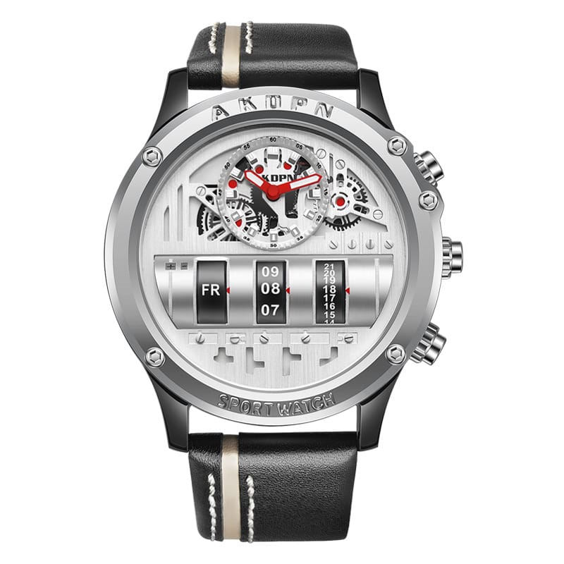 Creative Black Silver Men’s Leather Watch