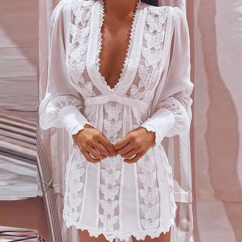 Elegant White Lace Dress
