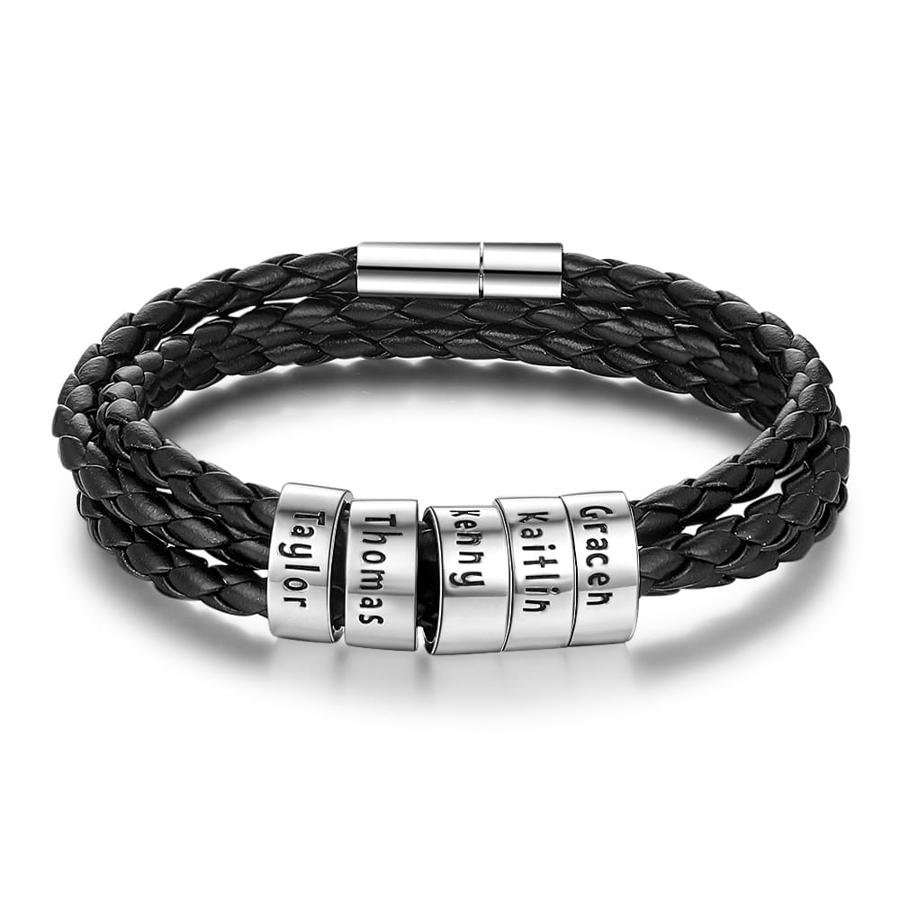 Personalized Mens Leather Bracelet