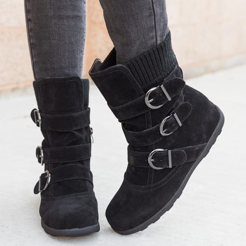 Casual Winter Strap Buckle Boots