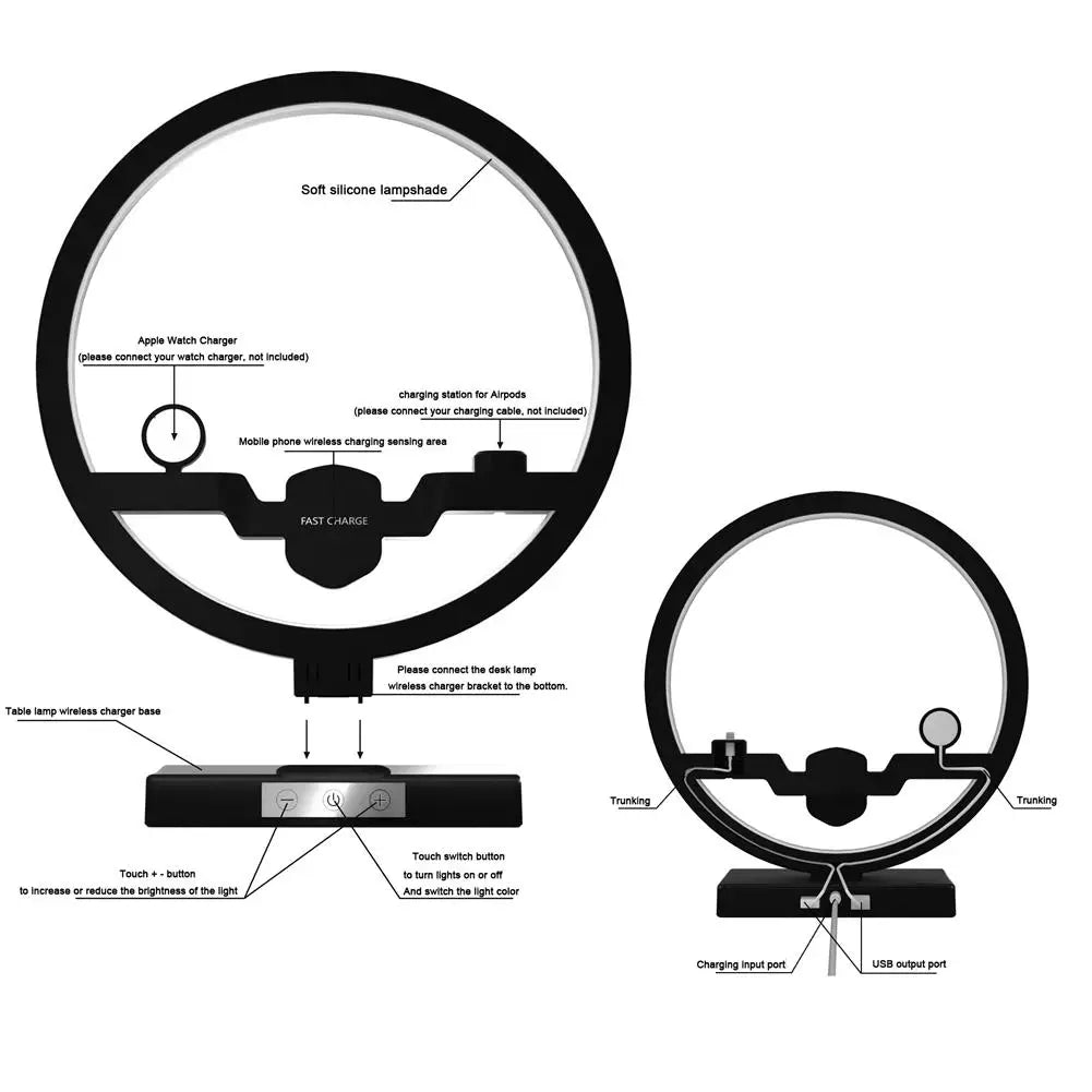 Wireless Charger Stand with Table Lamp