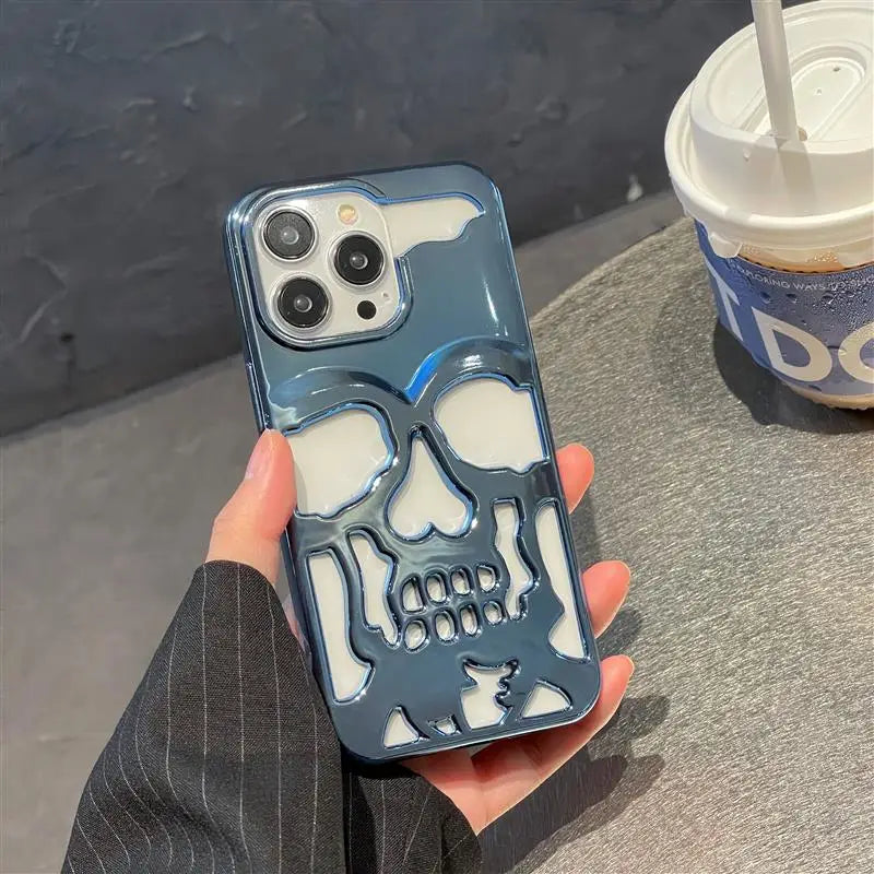 Luxury Plating 3D Skull Phone Case for iPhone