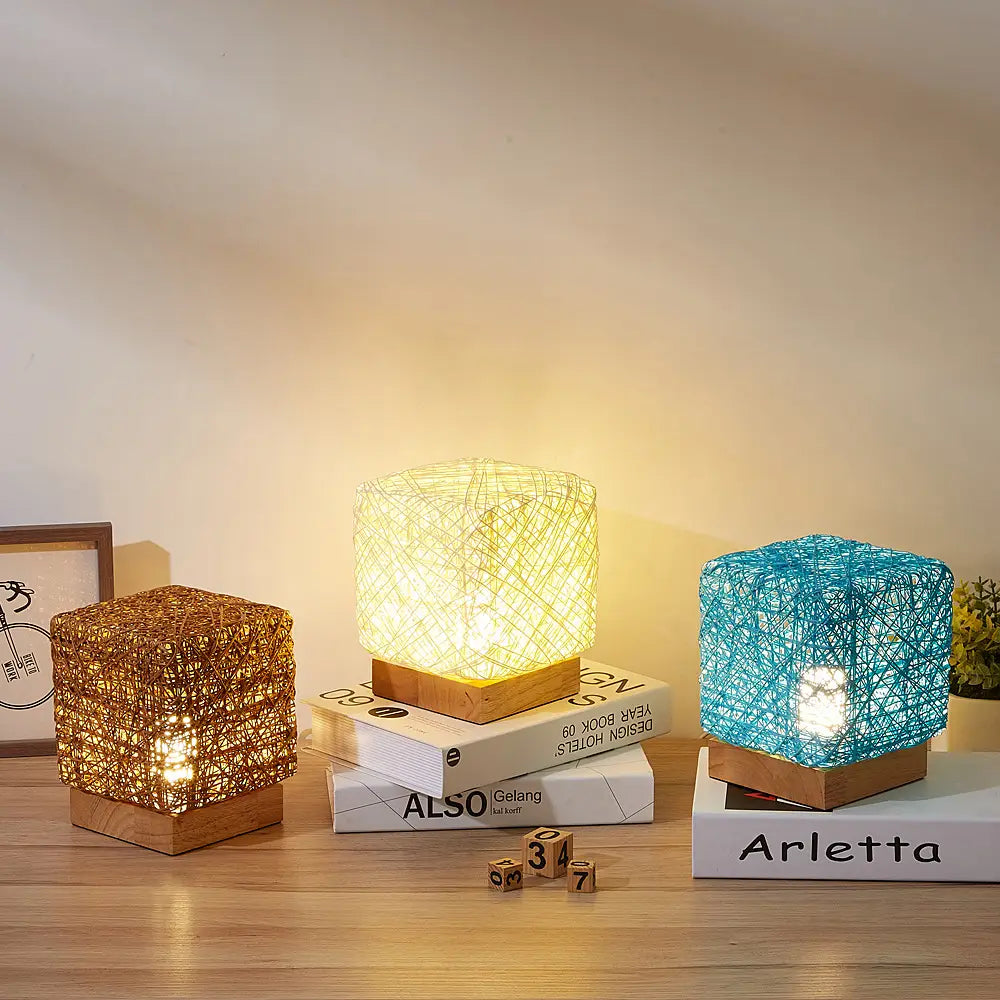 Hand-Knit Dimmable Square LED Desk Lamp