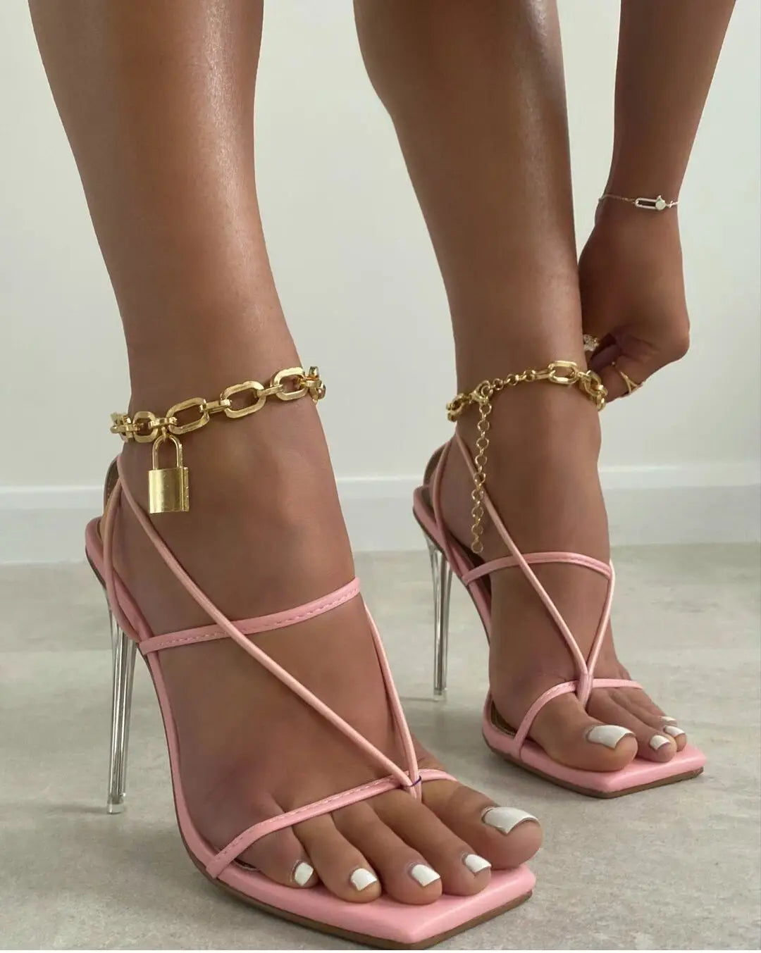 Square Toe Stiletto Sandals