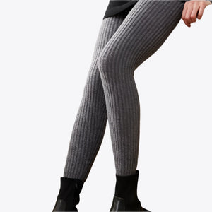 Early Smog Ribbed 100% Cashmere Womens Leggings - Naturally Free
