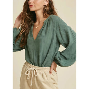 Sunlit Sand 100% Cotton Womens Casual Blouse - Naturally Free