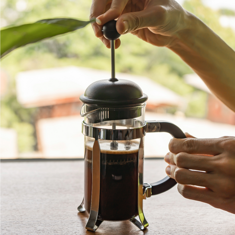 cafetera de émbolo o cafetera prensa francesa, cómo prepararla, orígenes coffee roaster