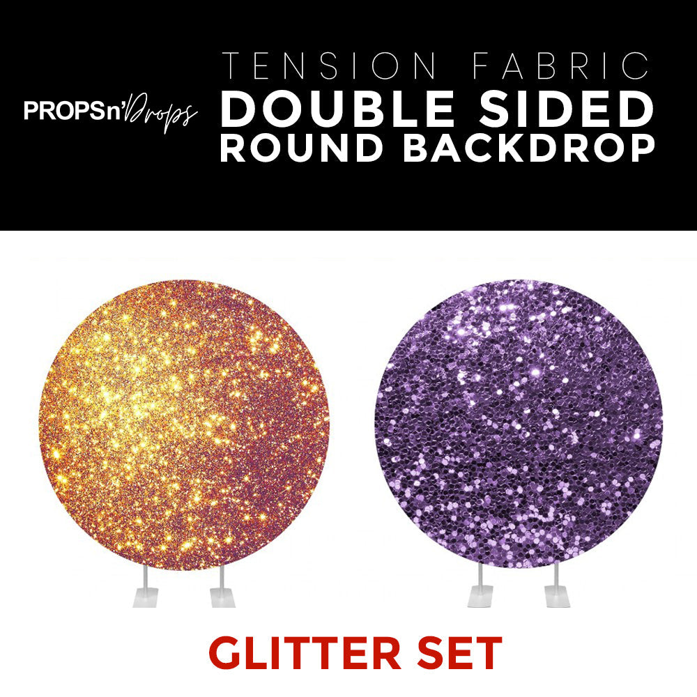 Glitter Set-12 Double Sided Round Tension Fabric Photo Booth Backdrop