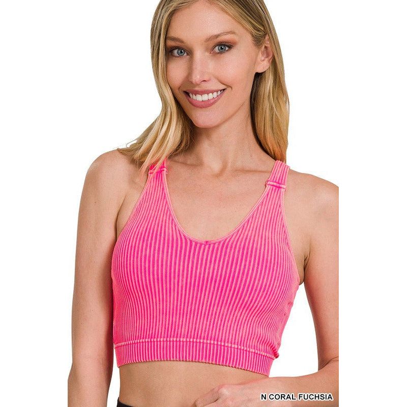 Wrenlee Mineral Wash crop Tank Top ( with bra pads) 3 colors