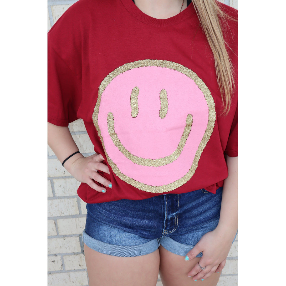 Glitter Smiley Oversized Top