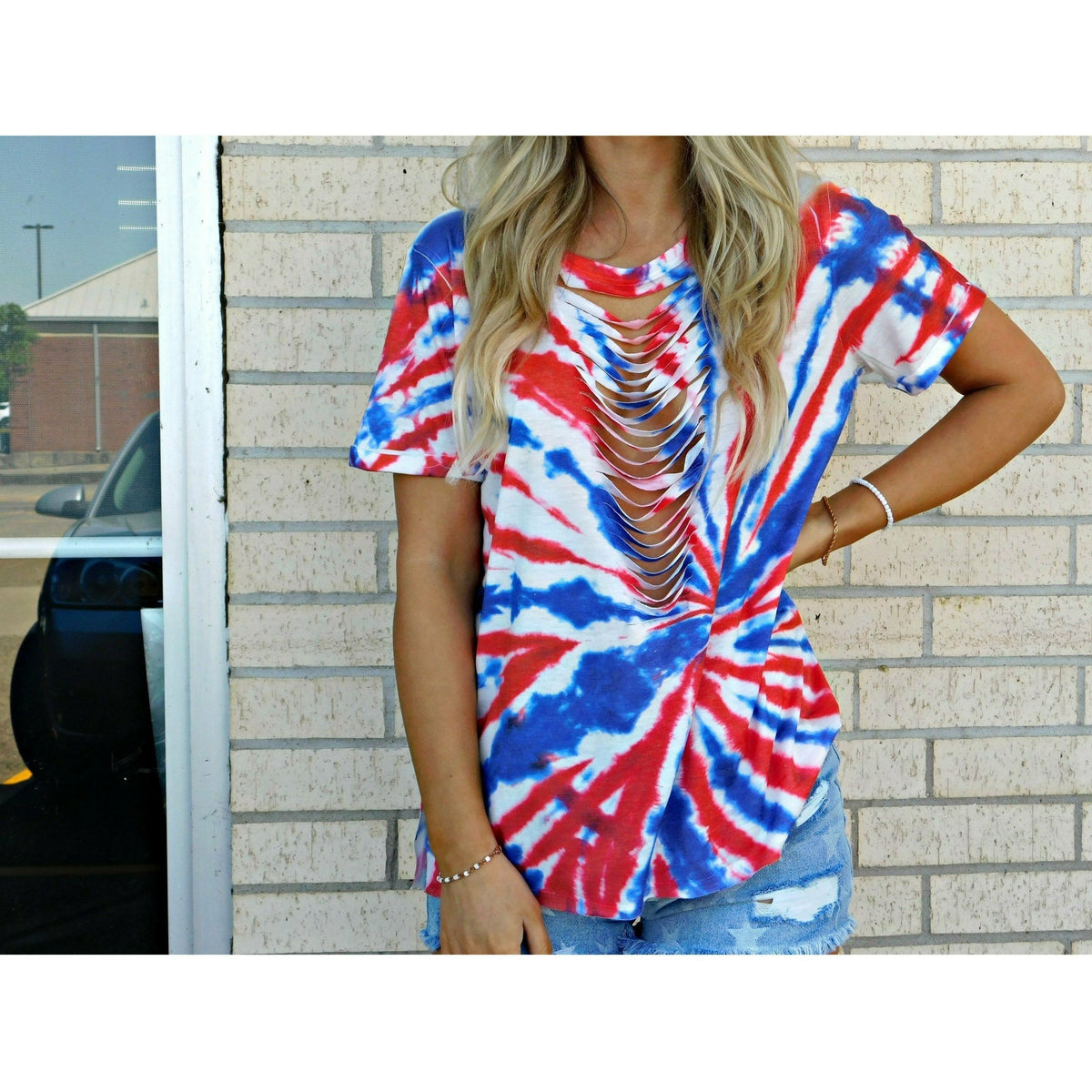 USA Cut tie dye Top