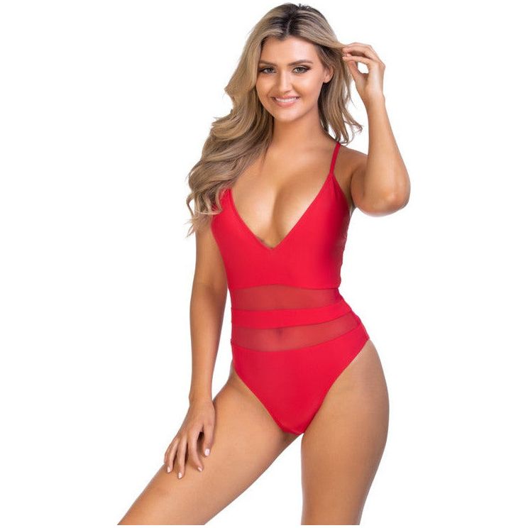 RED MESH ONE PIECE