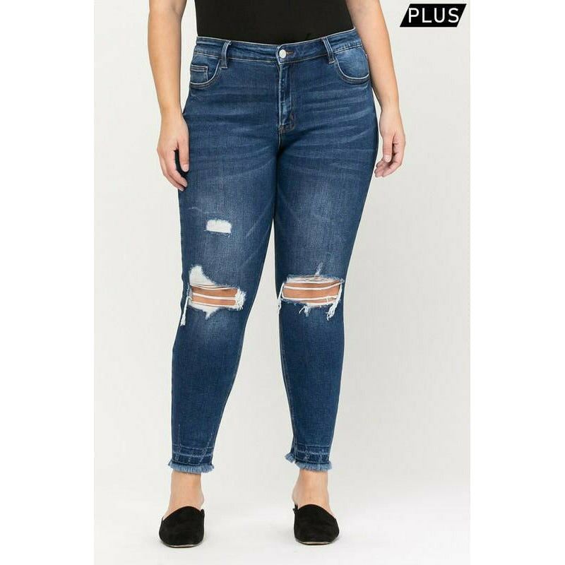 plus size frayed bottom jeans