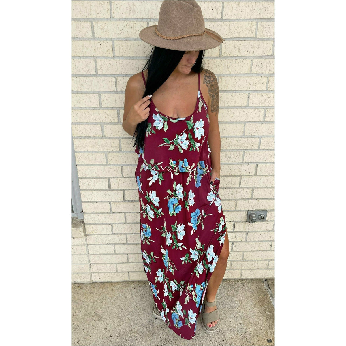 Summer Burgundy Maxi Dress (reg &amp; plus)