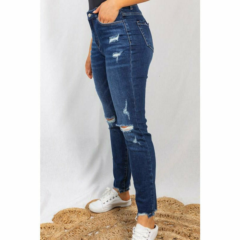 Jenna High Rise Distressed Denim Jeans (regular &amp;  plus )