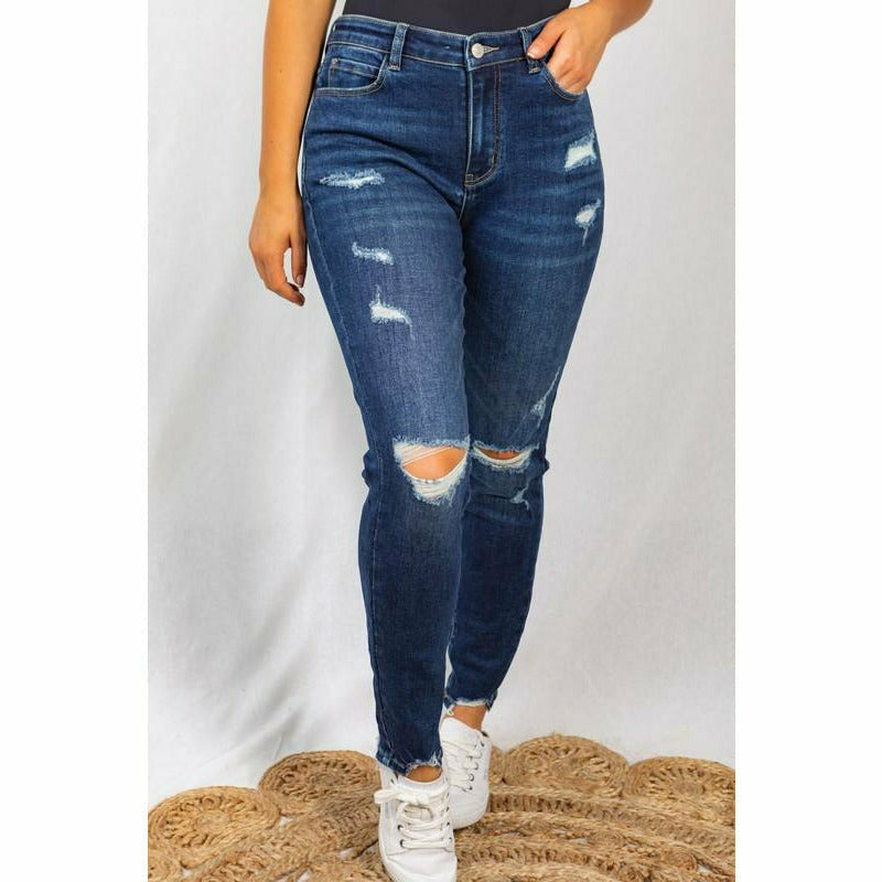 Jenna High Rise Distressed Denim Jeans (regular &amp;  plus )