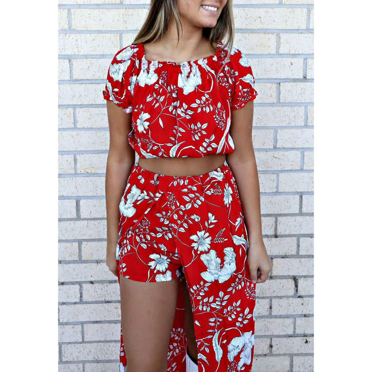 Tahiti Red soft Vacation Set Maxi Skirt and Top