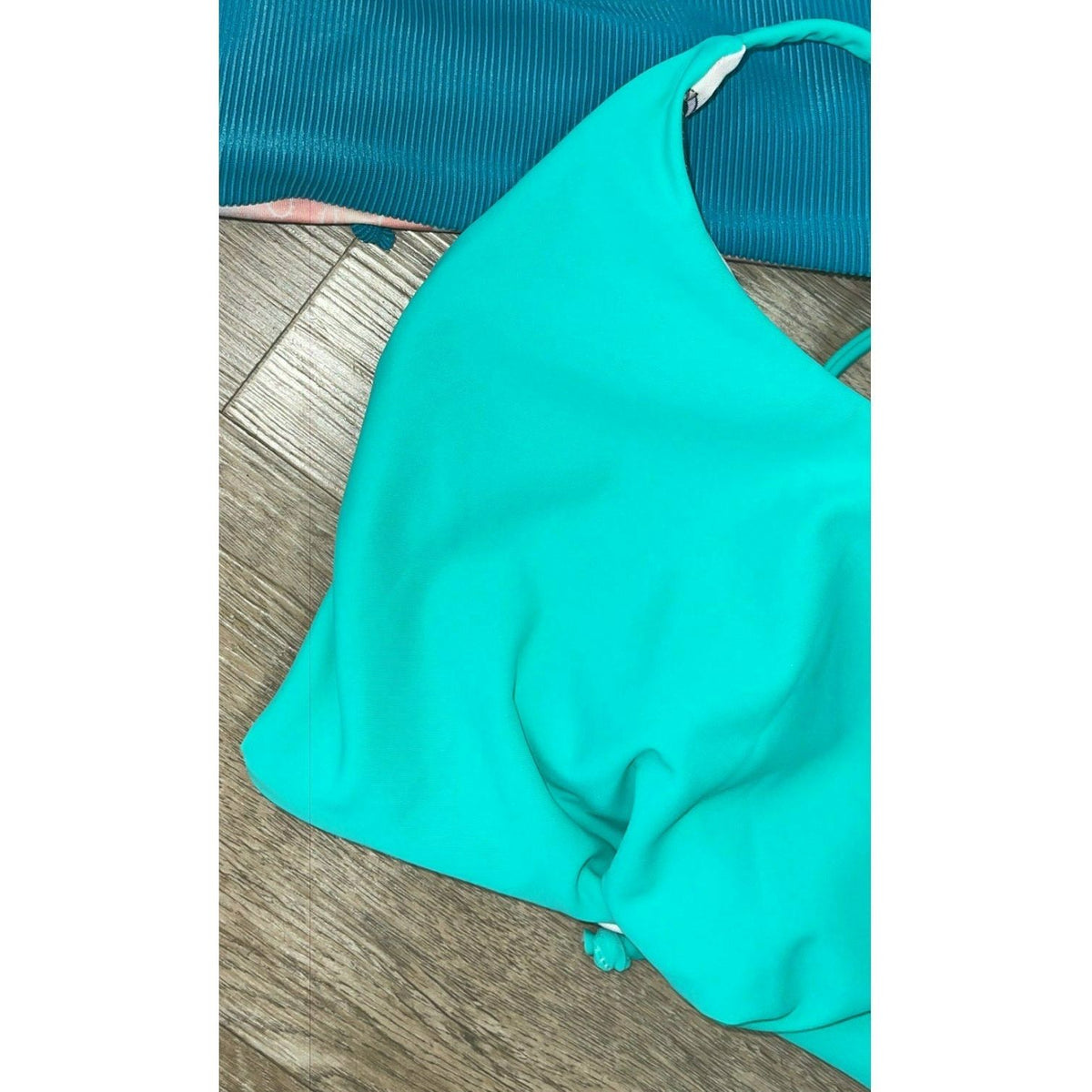 Western/Cowgirl Bright Teal Reversible Bikini Top