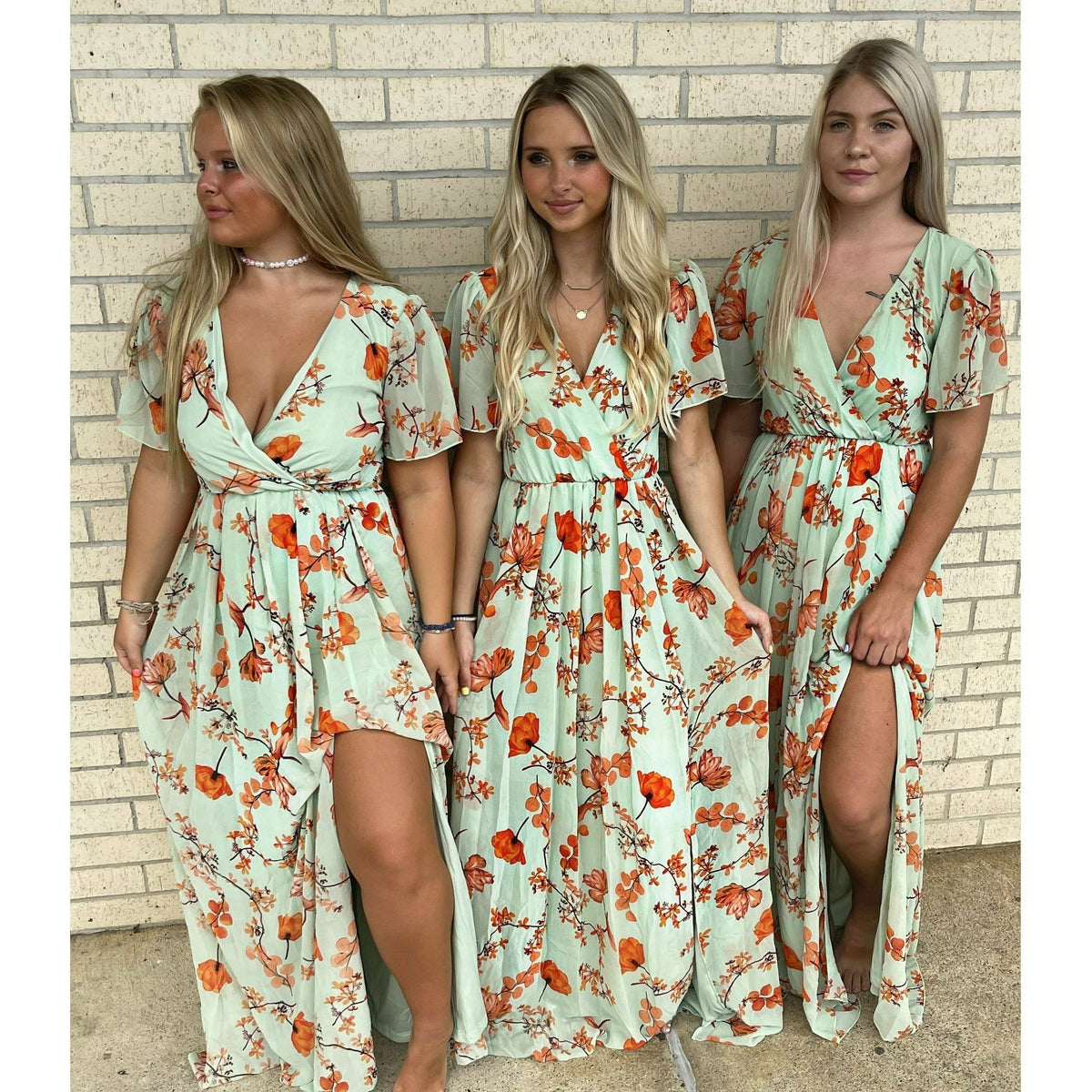 Mendee Sage Floral Maxi Dress