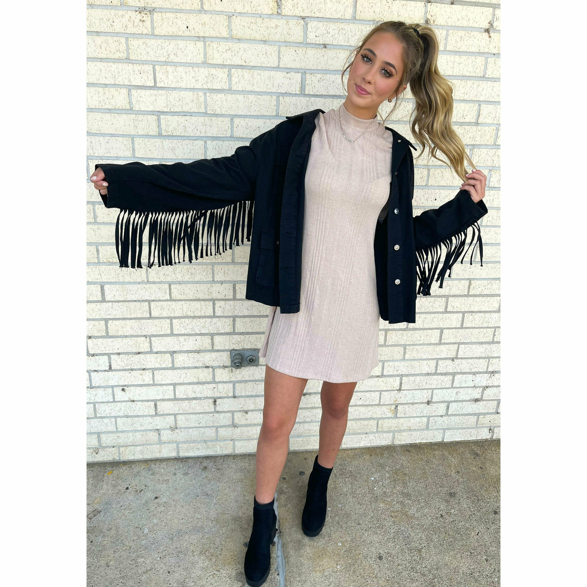 Baylee Black Fringe Jacket