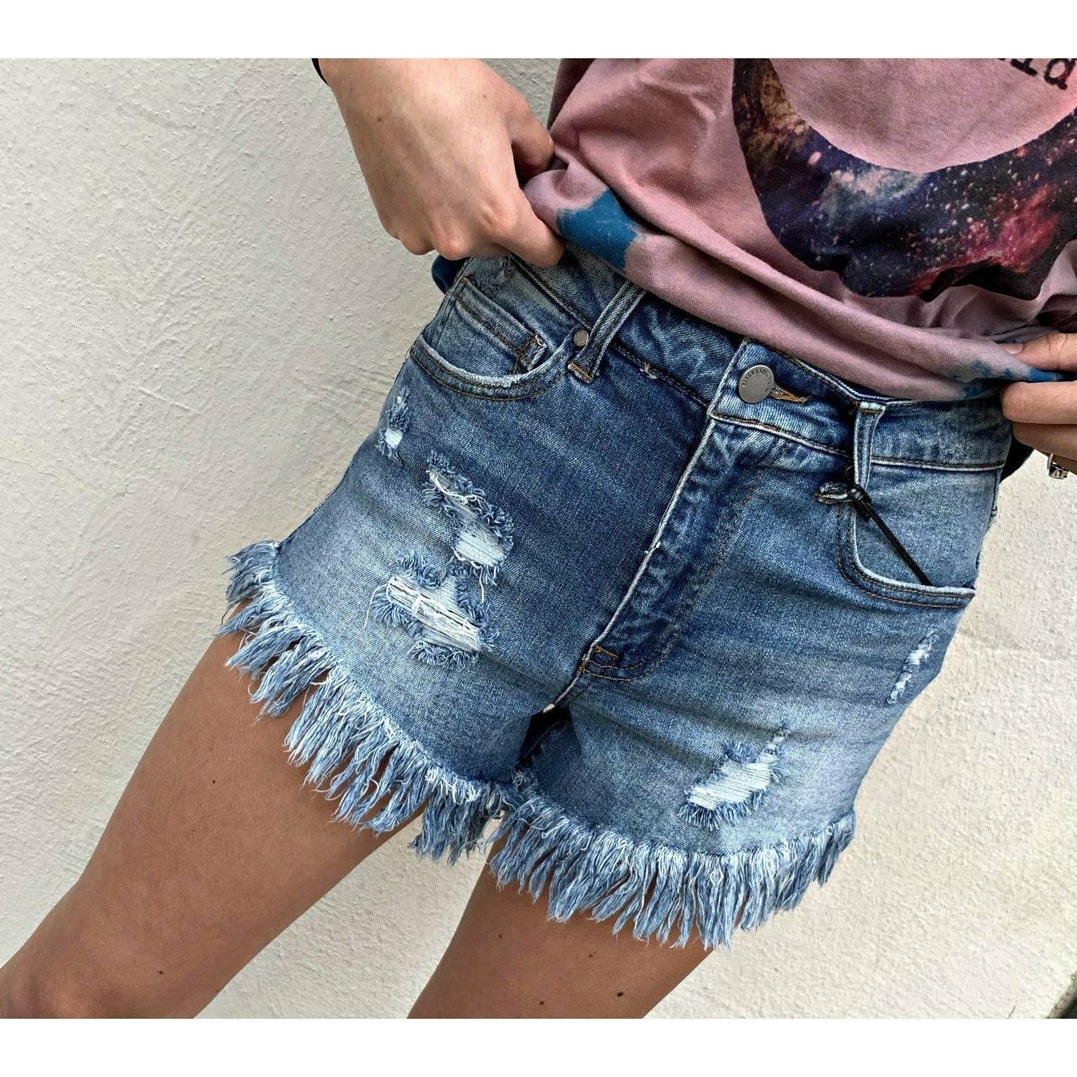 black label jean shorts