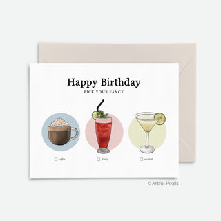 Fancy Coffee Birthday Card – Artful Pixels