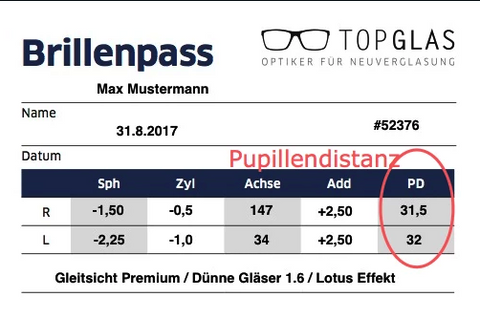 Brillenpass Beispiel von Topglas