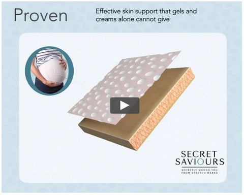 click to watch video on how Secret Saviours protects you from getting stretch marks in pregnancy