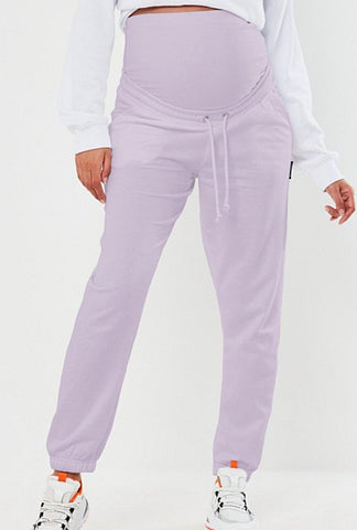 lilac 90s maternity joggers