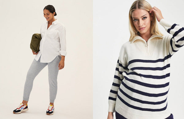 cotton rich, over bump joggers and a comfortable maternity jumper 