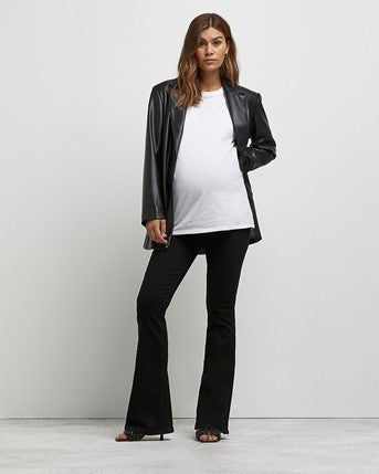 Black Mid-rise Maternity Flared Jeans from River Island