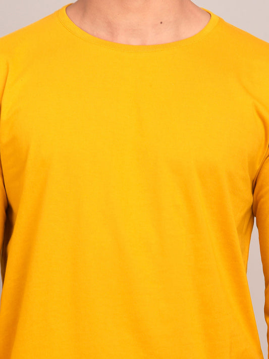 Plain Lemon Yellow Henley Full Sleeves T-shirt – feranoid