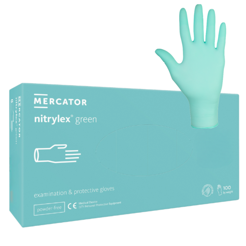 Manusi Nitril Nepudrate Nitrylex Mercator 100Buc - Verde / XS (6)