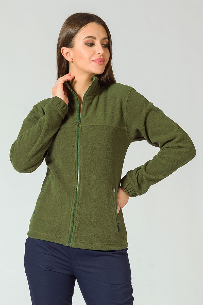 Jacheta Fleece Dama | hanorac dama fleece | jachete medicale polar | bluza fleece | jacheta polar - Verde sticla / XS