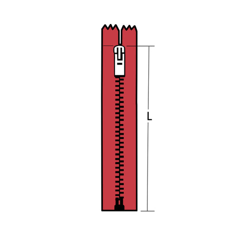 measuring the length of a one way separating zipper