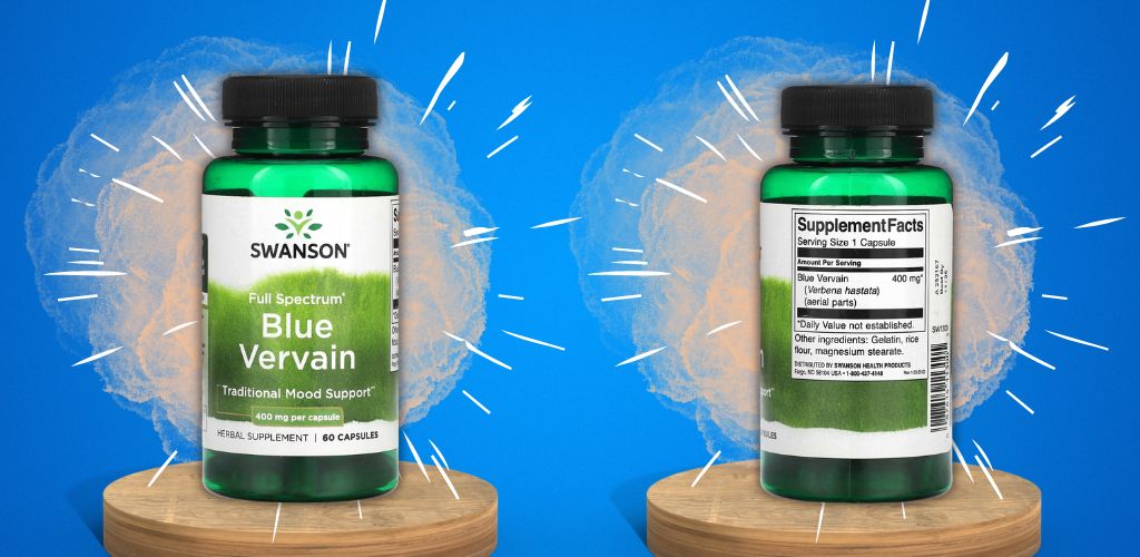 Swanson's Full Spectrum Blue Vervain capsules contain 400mg of Blue Vervain and other health-promoting herbs.