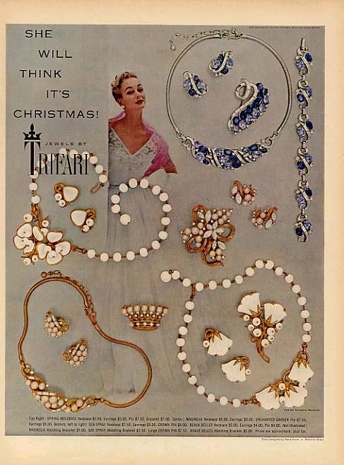 Annonce de bijoux de 1953 pour les bijoux Trifari