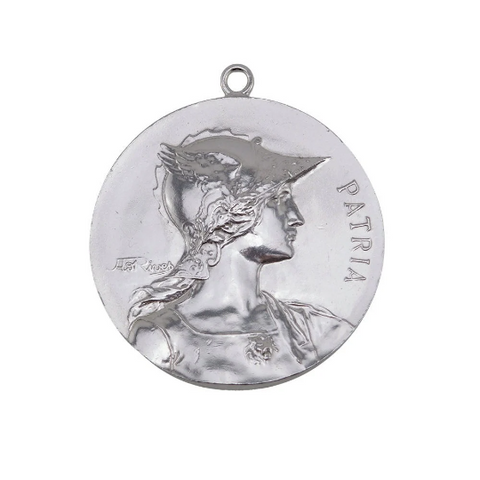 Marianne With Helmet Art Nouveau Medal Pendant