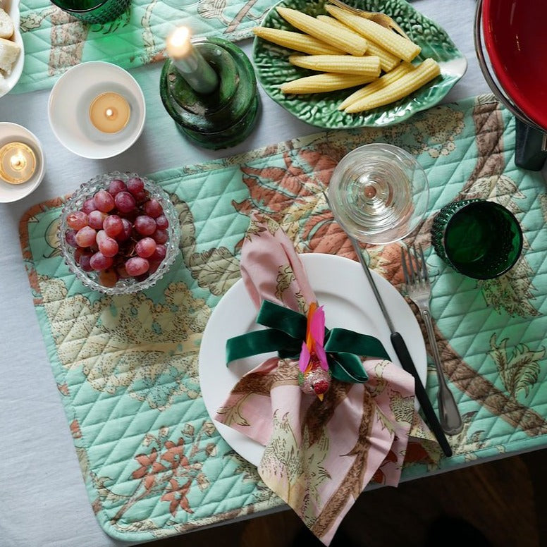 Quasten Tischdecke Leinen Weiß mit