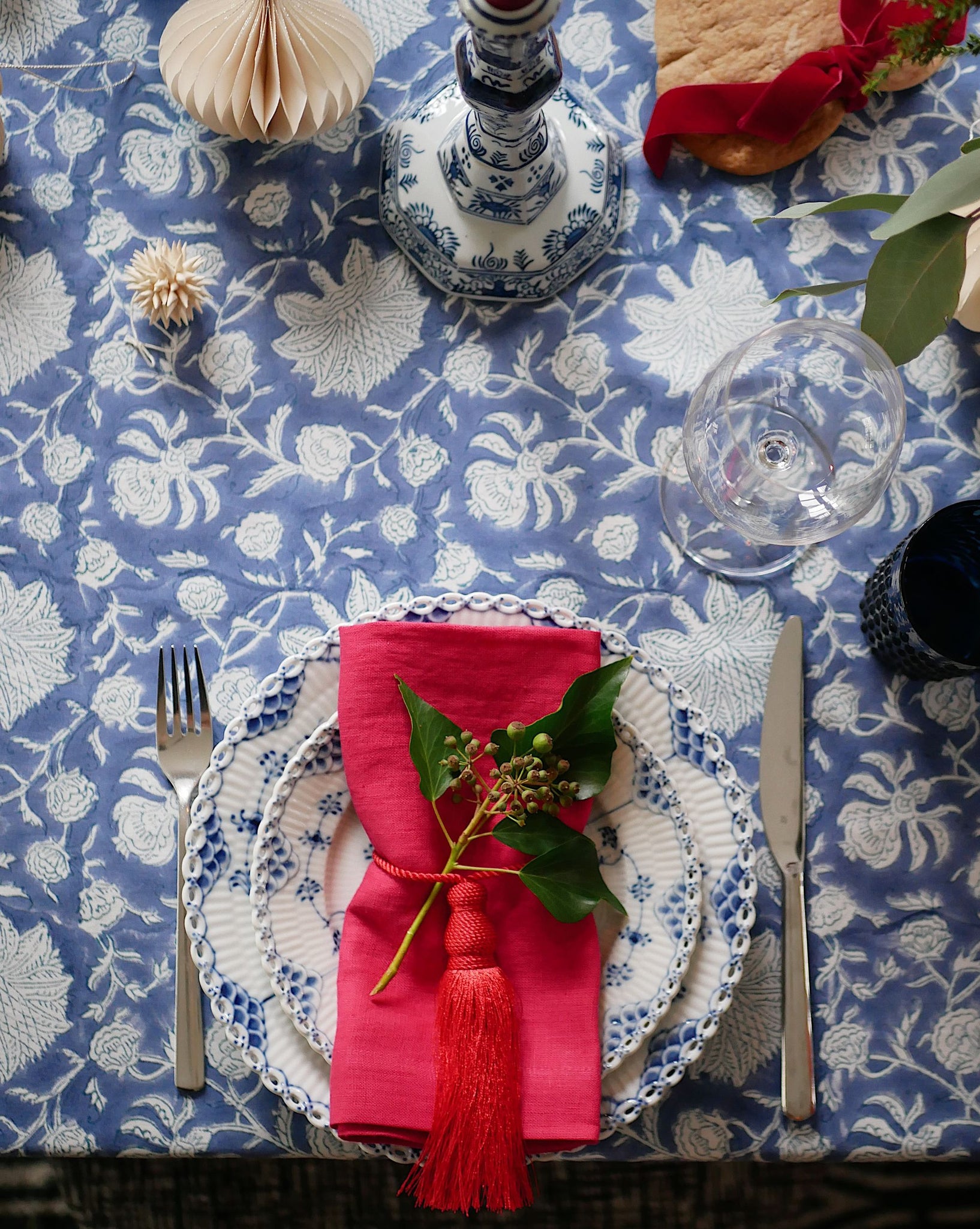 Salonette Weihnachsttafel Blau Pink