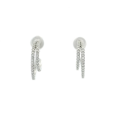 View 18ct White Gold Two Row Diamond Stud Earrings – Push Back Closure | Elegant Fine Jewellery