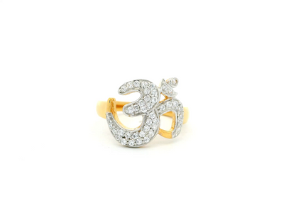 View 22ct Gold 'OM' Ring with Cubic Zirconia Stones | Size J½