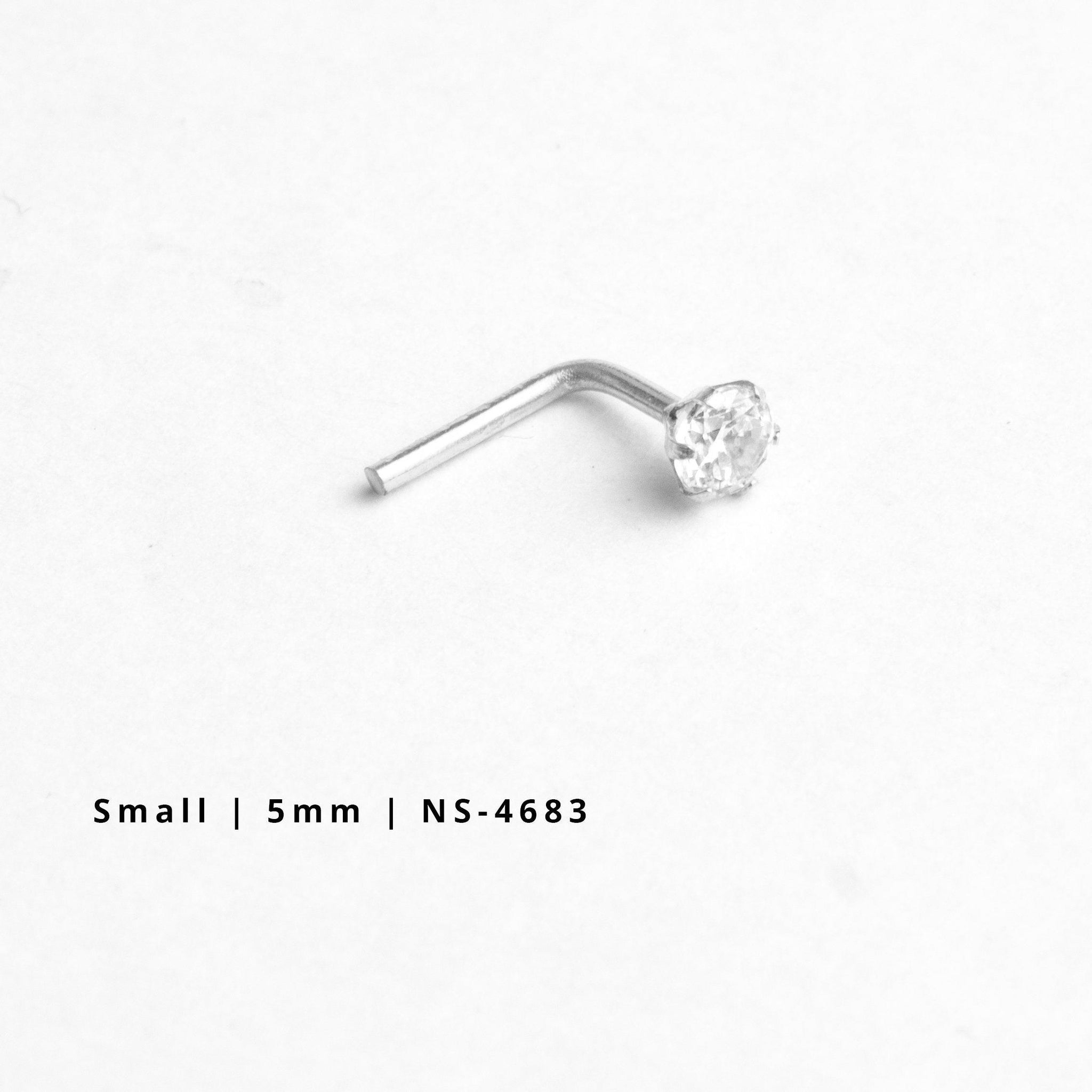 18ct Gold Nose Stud L-Shaped back with a Cubic Zirconia Stone (2mm - 3.5mm)