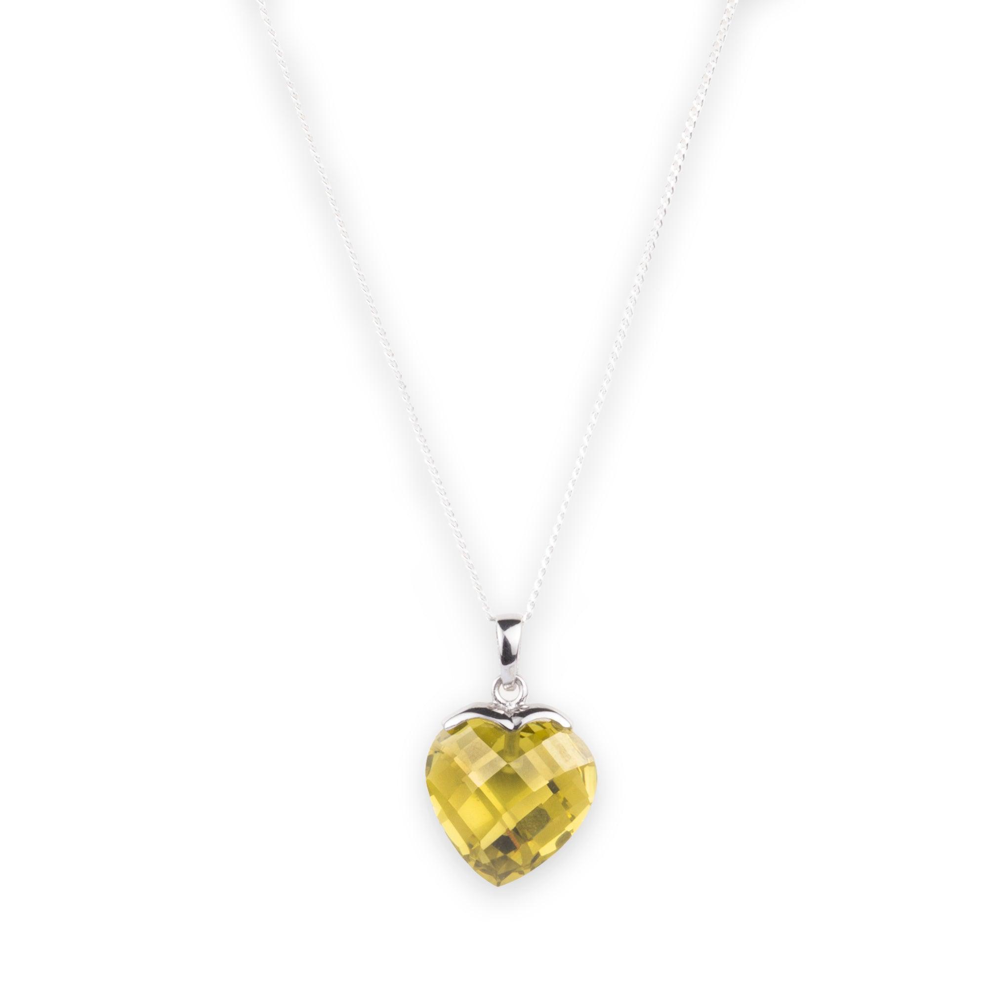 Sterling Silver Peridot and Cubic Zirconia Pendant Necklace | Birthstone-Inspired Jewellery