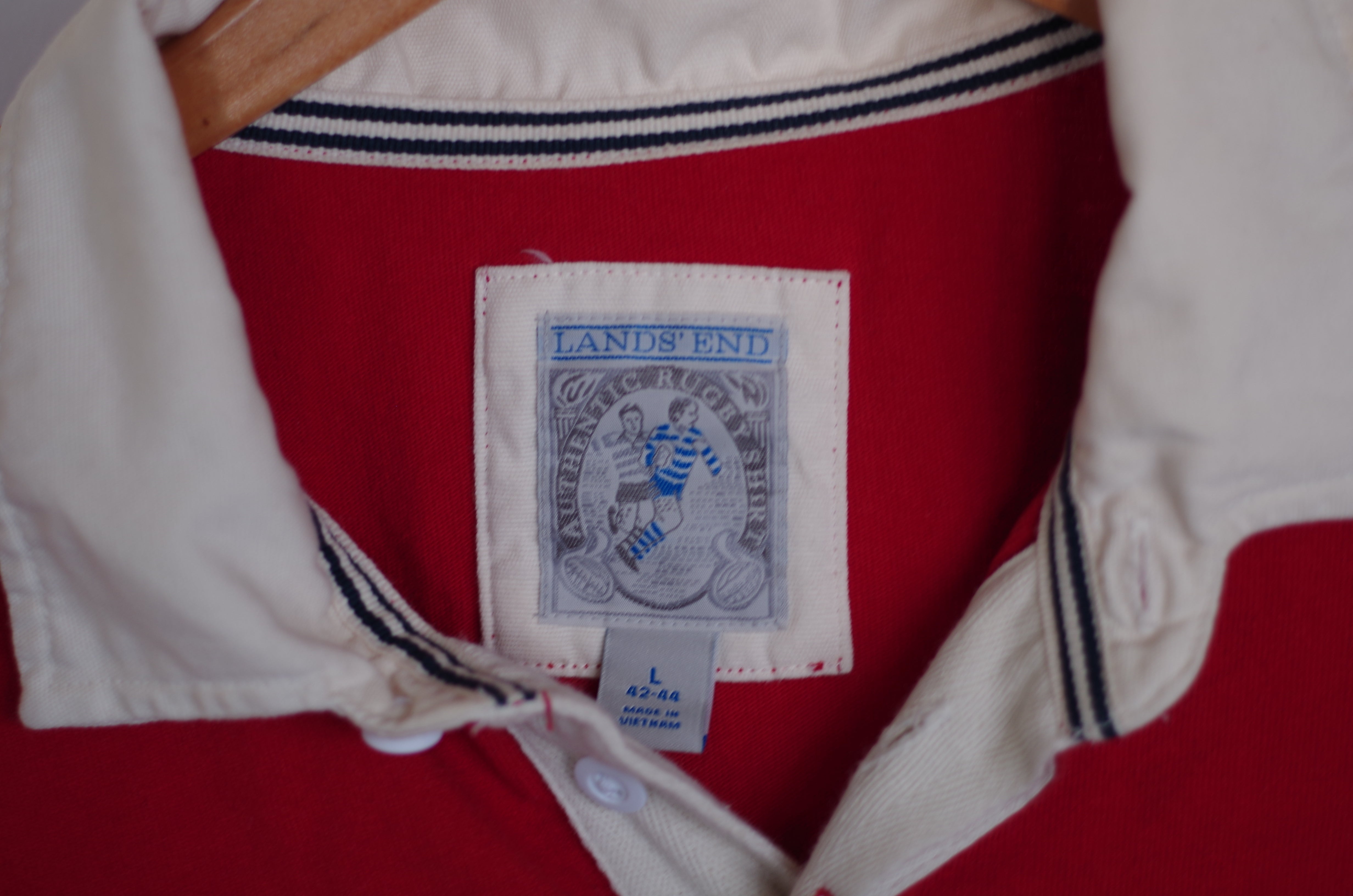 Vintage Lands End Red Rugby Shirt - L