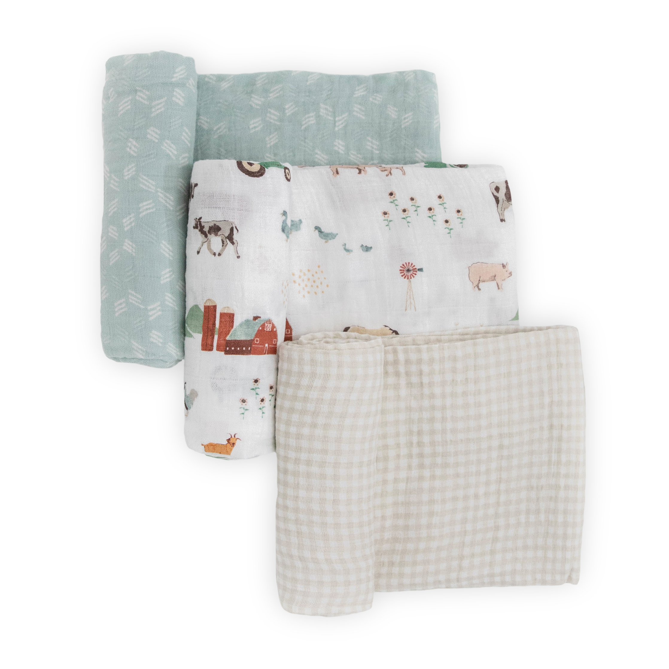 Cotton Muslin Swaddle Baby Blanket Set - White – Little Unicorn USA