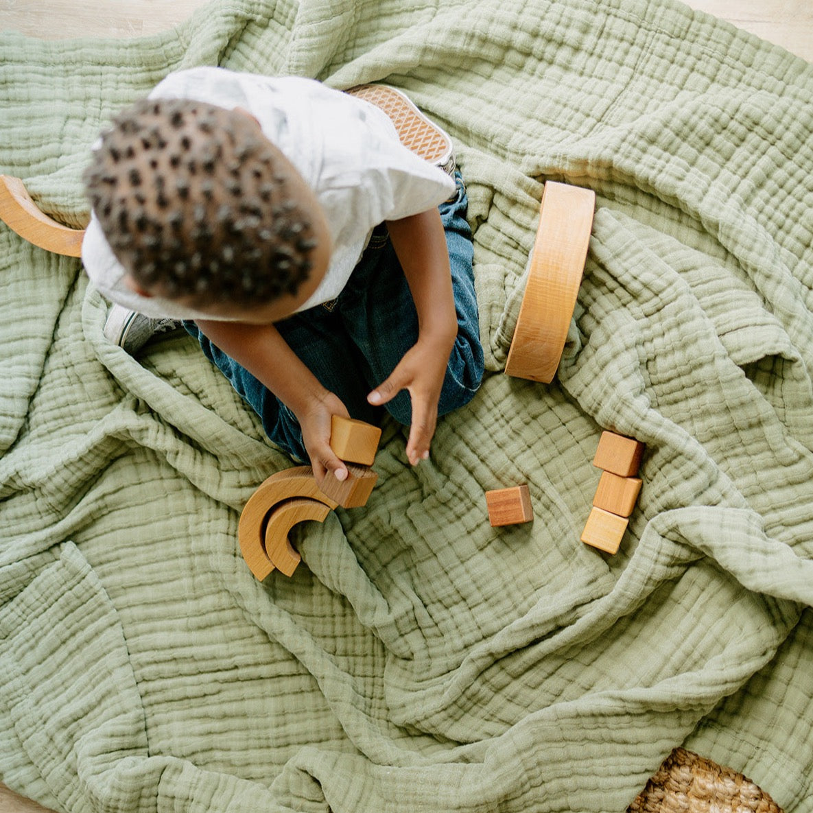 Big Kid Cotton Muslin Quilt - Fern