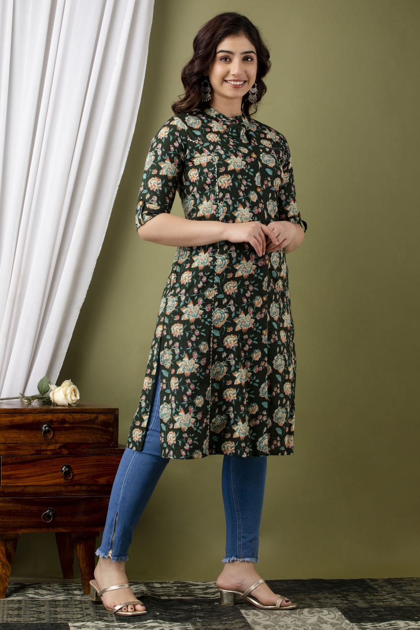 Floral print cotton kurti palazzo | Kurta designs women, Kurti designs,  Designer dresses